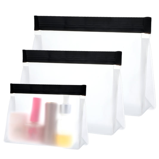 3PCS Leak Proof Clear Travel Pouch Sealed TSA Approved Toiletry Bag, BPA-Free Clear Cosmetic Bag Reusable Carry on Airport Airline Compliant Bags Leakproof Clear Toiletry Bags for Women Men