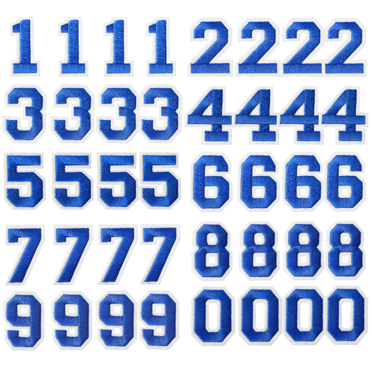 40 Pcs Iron On Numbers Patches, Numbers 0-9 Embroidered Applique Patches DIY Decorative Heat Press Patch for Jeans, Hats, Handbags, Blue