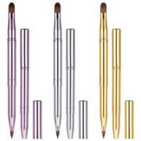 3Pcs Lipstick Brushes Retractable Lip Brush with Cap Dual Ended Lipstick Brush Applicator for Lip Stick Gloss Travel Portable Lips Makeup Brushes, Gold, Silver, Pink