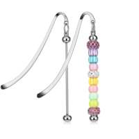 8 Pcs Beadable Bookmarks Metal Blank Bar Bookmark DIY Beaded Bookmark Modern Craft Jewelry Pendant Bookmarks for Book Lovers Teacher Student Office Supplies (Silver)