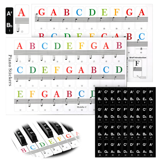 Piano Stickers Keyboard Key Note Piano Keyboard Stickers Guide Removable Pianos Keyboards Note Labels for Beginners No Need Sticker Reusable Full Size Pianos