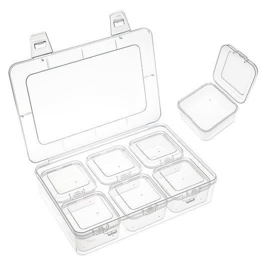 Bead Organizers and Storage, 7 Pcs Clear Small Plastic Box Portable Bead Storage Containers with Lid Rectangular Jewelry Organizer Box for DIY Crafts, Necklace, Bracelet, Earring, Nails, Small Parts