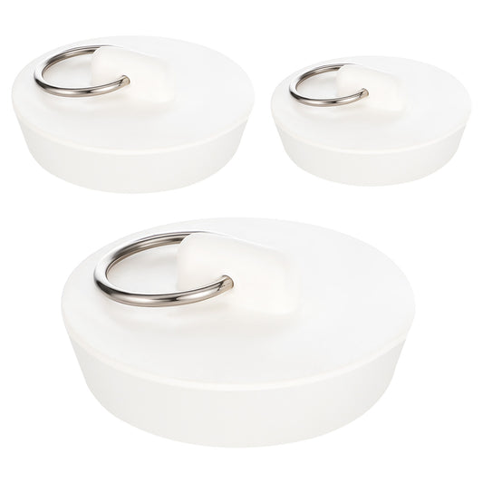 Bath Plug Replacement, 3 PCS Rubber Bath Plugs White Universal Bathroom Sink Plugs Replacement Drain Stopper with Hanging Kitchen Sink Plug for Bathtub,Bathroom,3 Different Size