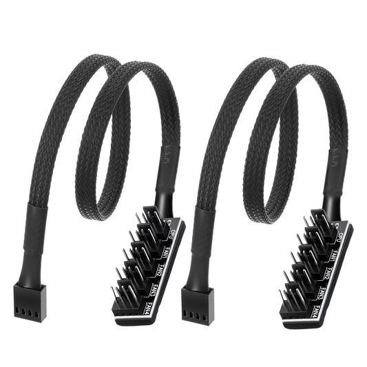 InnoHHustle 2PCS 4 Pin PWM PC Fan Hub 1-to-5 Way PC Internal Fan Power Supply Extension Cable 4 PIN/3PIN Motherboard Fans Splitter Adapter CPU Cooler Cooling Fans Cable with 40cm