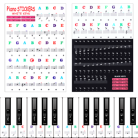 Piano Keyboard Stickers for 88/61/54/49 Key Piano Key Stickers Bold Large Letter Piano Stickers for Learning Transparent and Removable Keyboard Stickers Piano Notes Guide (Colorful)