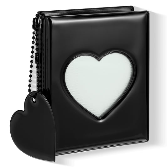 3 Inch Kpop Photocard Holder Book, Mini Photocard Album Kpop Photocard Binder Photo Black Card Holder Book with Mirror for Collecting Picture, 32 Pockets