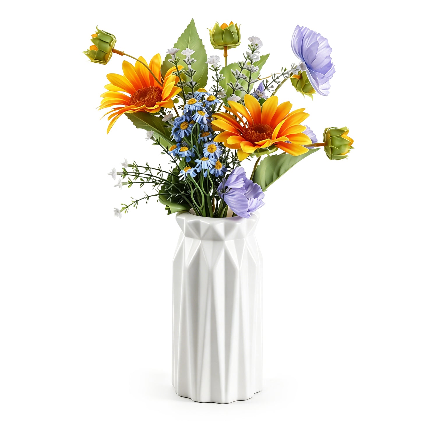 Unbreakable Vase for Flowers, White Plastic Vase, Minimalist Style Ceramic-Look Decorative Vase for Table, Fireplace, Shelf, Mantel, Entryway and Centerpiece(Seashell White)