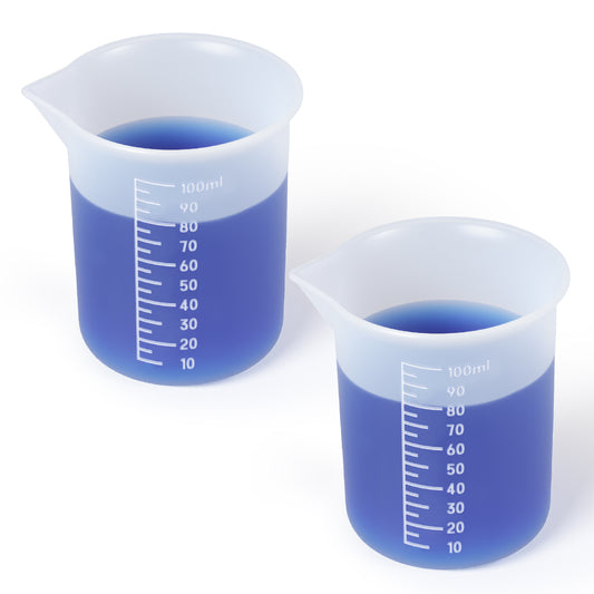 2 PCS Silicone Measuring Cups, 100ml Laundry Detergent Cup, Silicone Detergent Dispenser, Reusable Non-Stick Liquid Mixing Cups with Precise Scale for Resin Molds Jewelry Making DIY Craft