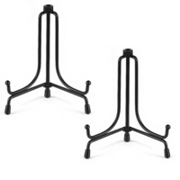 2 Pack Anti-Slip Iron Plate Display Stand, 4 Inch Premium Black Iron Plate Stands for Display Upgraded Black Easel Displays Stands Photo Holder Stand for Picture Frame, Decorative Plates, Collectibles