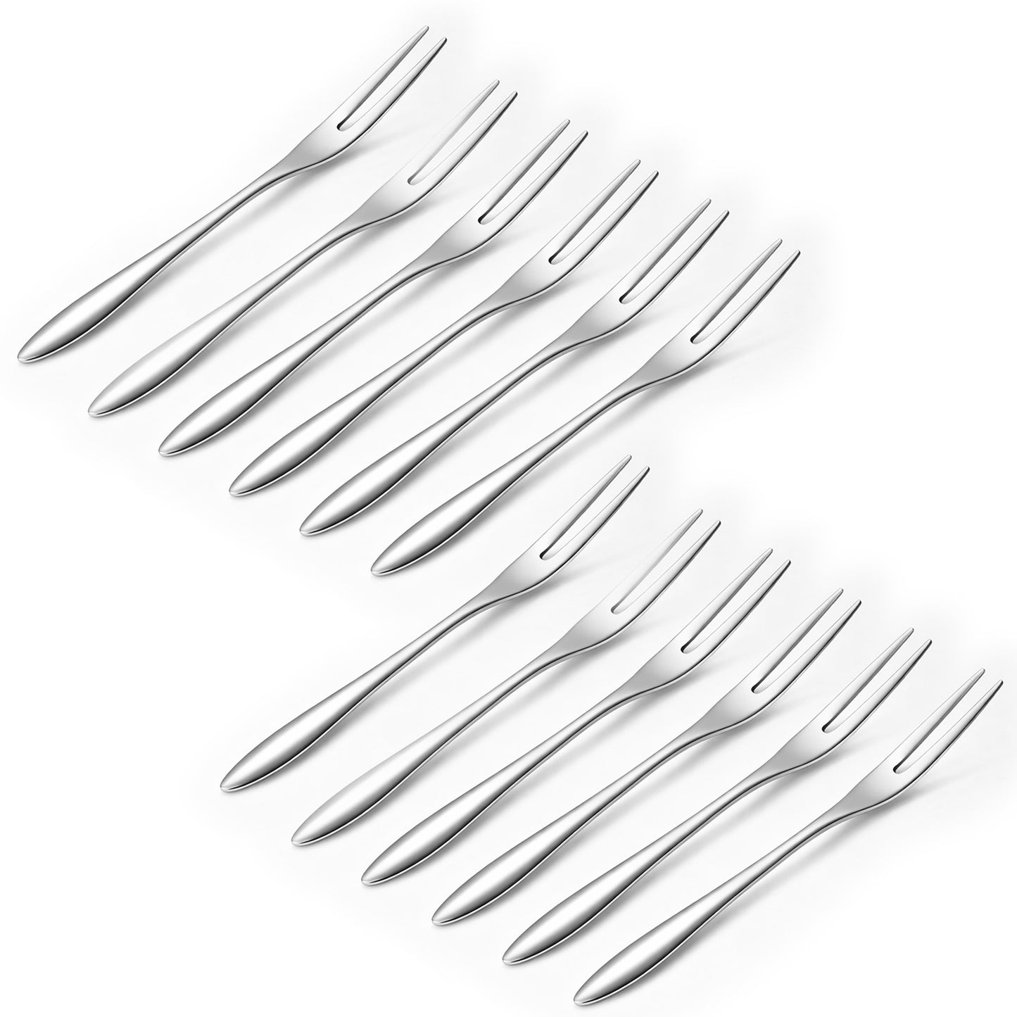 12 PCS Crab Stainless Steel Forks,Small Cocktail Salad Dessert Forks 3 Prong Tasting Appetizer Fork Oyster Fork Portable Stainless Steel Dinnerware for Tasting Crab Escargot Party Travel 5 Inch Silver