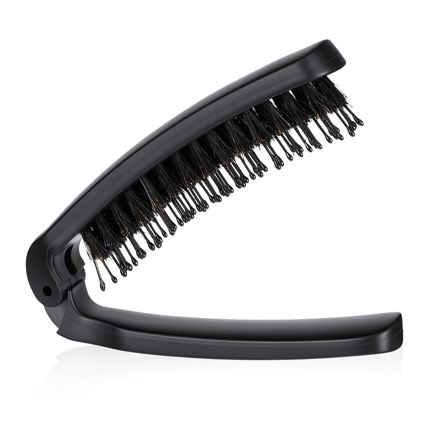 Portable Folding Boar Bristle Hair Brush, Mini Travel Brush for Women Men Foldable Nylon Bristle Hair Brushes Small Compact Pocket Purse Comb Hairs Styling Tools for Wet Dry Hairs