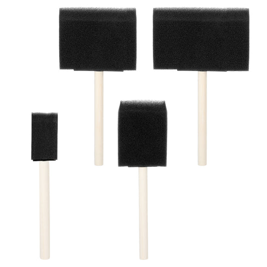 4 PCS Foam Paint Brushes, 4 Sizes Wood Handle Foam Sponge Brushes Sponge Paint Brush for Details, Staining, Varnishes, Large Area and DIY Craft Projects (1", 2", 3", 4")