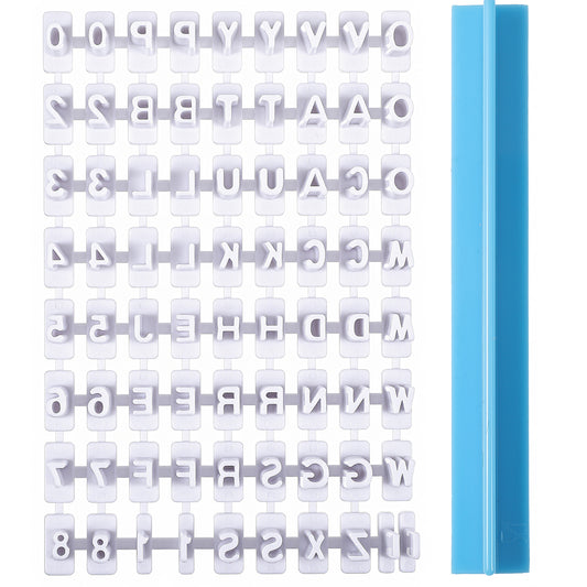72 PCS Alphabet Number Symbols Cookie Cutters Set Number Letter Stamps for Clay Alphabet Symbols Biscuit Fondant Cake Cookie Stamp Impress Embosser cutter Stamp Press DIY Embosser Mold for Cake Baking