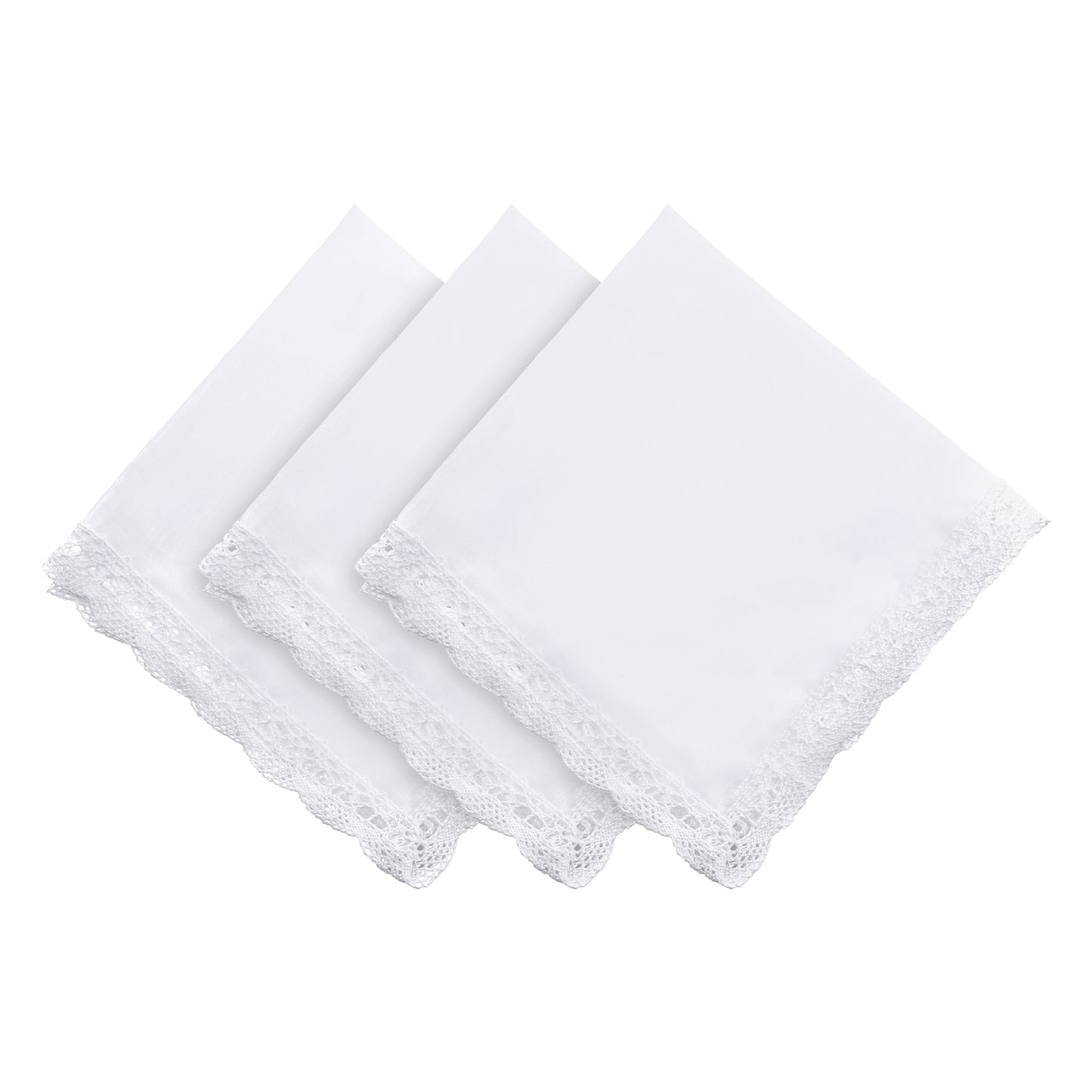 Jxiwfvl 3Pcs White Lace Handkerchiefs for Women Cotton Handkerchiefs Soft and Machine Wash Ladies Handkerchief for Wedding Bride Celebration Daily Use