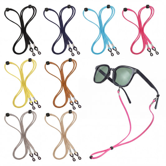 Bruislard 8 Pcs Eyeglass Strap EyeGlasses Holders Around Neck Leather Eye Glasses Strap String Adjustable Eyeglasses Reading Glasses Chain Sport Sunglass Glass Holder Straps for Men & Women