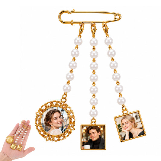 Zelphvt Gold Wedding Bouquet Photo Charms Custom Pins