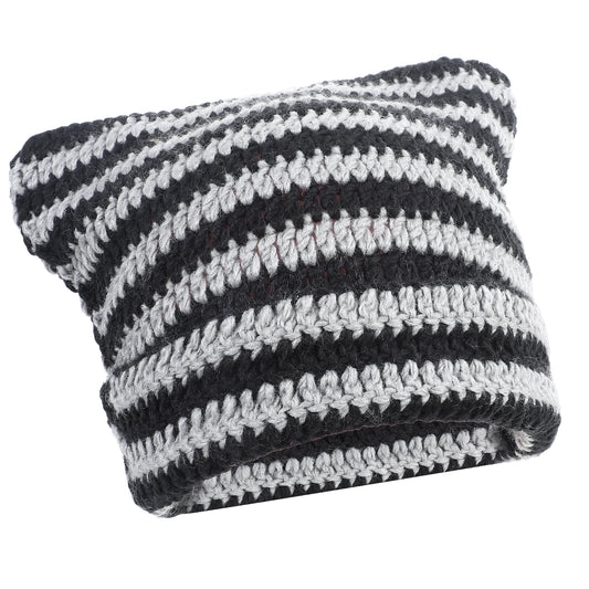 Styquenzer Vintage Cat Beanies, Crochet Hat for Women Cute Fox Hat Grunge Y2k Accessories Knitted Slouchy Skully Caps Cat Ear Beanies Hat for Women Girls Grey