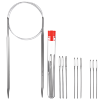 5mm Circular Knitting Needles, Stainless Steel Round Knitting Needle 32inches/80cm Metal Knittings Needle with 9 Yarn Needles for Handmade DIY Making Sweater Shawl Scarf