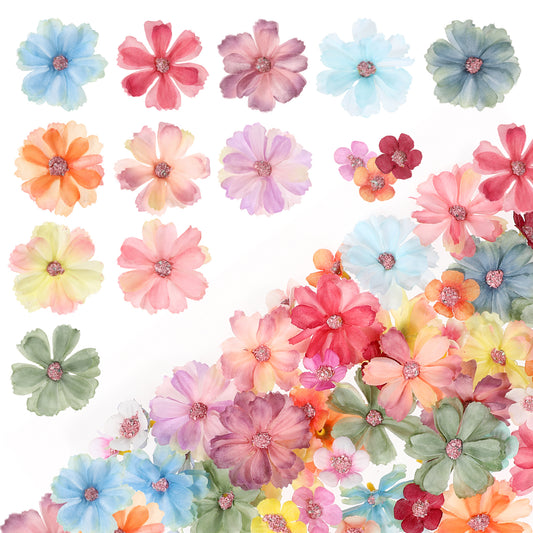 150PCS Faux Flower Heads Mini Faux Flower for Crafts Artificial Small Flower Heads Small Rose Daisy Fabric Flowers Multicolor Small Silk Flower Heads for DIY Garland Home Wedding Party Decoration