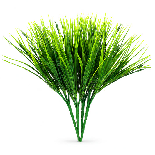 4 Pcs Artificial Wheat Grass, 28cm Fake Grass Faux Plastic Plants Outdoor UV Resistant, Wheat Fake Grasses Plants, Greenery Shrubs, Artificial Grasses Outdoor, Faux Greenery Shrubs for Planters