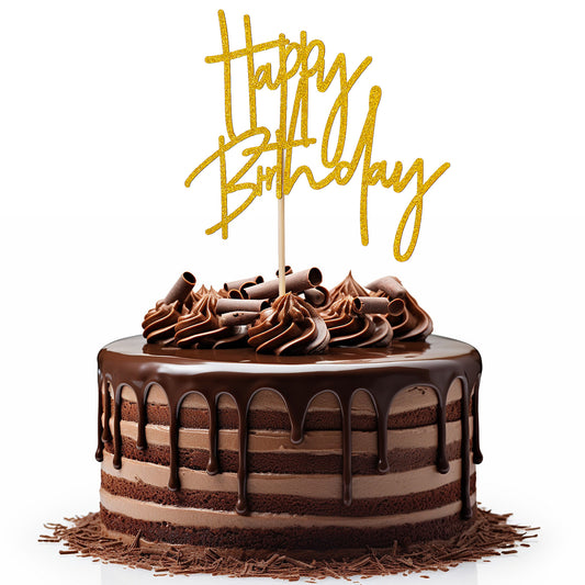 Gold Glitter Happy Birthday Cake Topper Gold Happy Birthday Cake Decorations Party Decorations