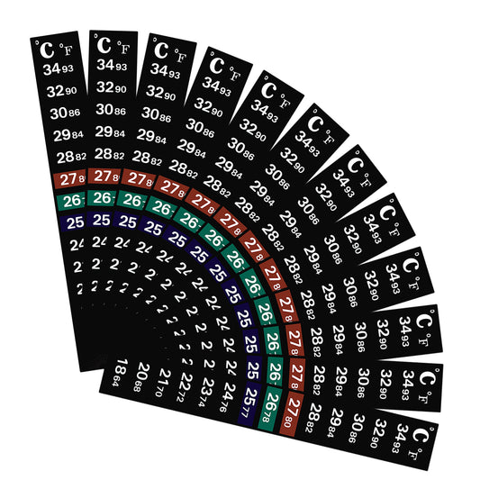 12 Pcs Horizontal Stick On Thermometer Strip Aquarium Thermometer Strip 64-93°F (18-34°C) Digital Adhesive Aquarium Temperature Stickers for Wine Beer Brewing Fermenting Fish Tank