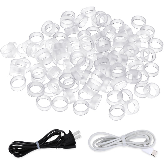 200 Pieces Silicone Rubber Bands Cable Ties, Data Lines Silicone Cord Ties Strong Elastic Bands Non-Slip for Cord Wrapping Bag Wraps