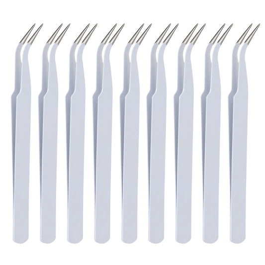 9 Pieces Curved Pointed Craft Tweezers Multipurpose Tweezer Stainless Steel Curved Craft Tweezers with Protective Cover for Scrapbooking Stickers Cardmaking Stickers Intricate Projects