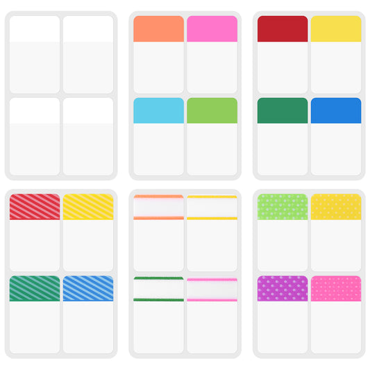 480 PCS Sticky Index Tabs 1 Inch Divider Tabs Stick On, Writable and Repositionable Filing Tabs Page Marker Bookmark, Write Tab Flags Self Adhesive, 6 Dispensers, 20 PCS/Color