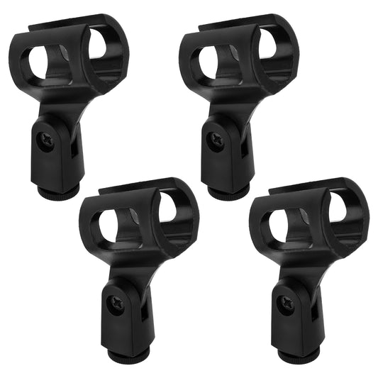 4 Pcs Microphone Clips, Plastic Spring Microphone Holder for Stand Adjustable Angle Mic Holder Clip Black Wireless Mic Holder Clamp for Handheld Microphones Recording Condenser Microphone
