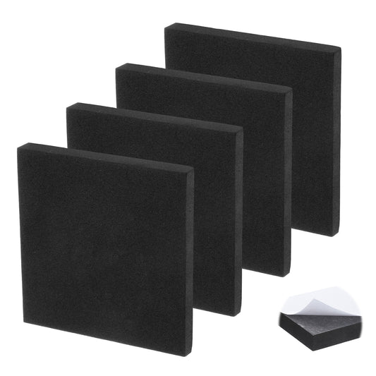 4Pcs Foam Padding Sheets with Adhesive Backing, Closed Cell Foam Sheet Square Pad, Self Stick Insulation Foams, High Density Foam-Pad for Furniture (Black, 6 x 6 x 0.4 Inch)
