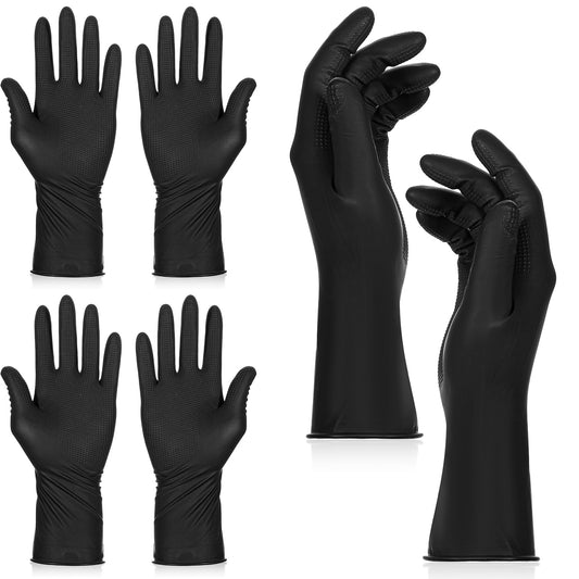 SynHHergyx Hair Dye Gloves, 3 Pcs Reusable Rubber Gloves Hair Color Glove Professional Hair Dying Tools for Home Salon Barber Hairs Dyeing and Coloring (Black, Medium)