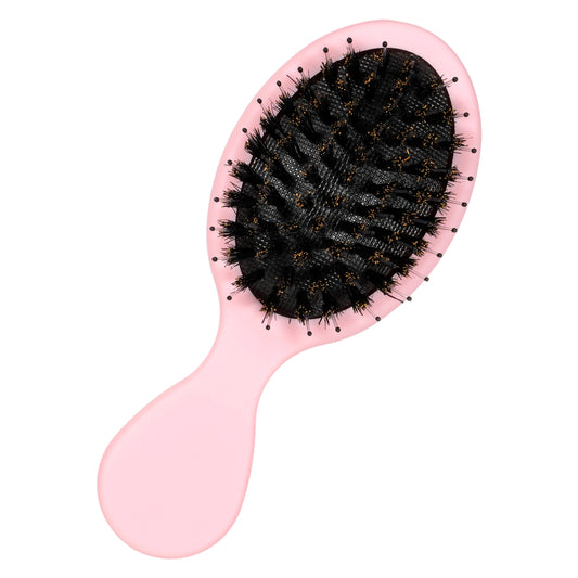 Mini Boar Bristle Hair Brush Mini Hair Brush Travel Size Hairs Brushes Small Portable Compact HairBrush for Women Long Short Hairs to Smooth Add Shine