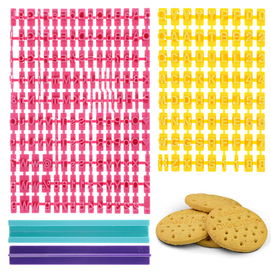 225 Pcs Cookie Stamps Cookie Letter Stamps Alphabet Stamps Number Stamps Punctuation Biscuit Stamp DIY Words Message Stamp Custom Cookie Stamp for Biscuit, Fondant, Clay