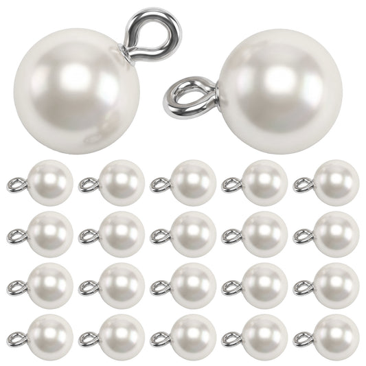 10 mm Pearl Buttons for Clothes, 30Pcs Buttons for Sewing Round Shank Buttons White Decorative Buttons for DIY Crafts Sewing Dresses Shirts Sweaters (2.3 mm Hole)