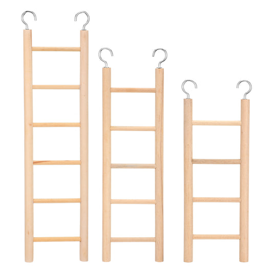 3 Pack Wooden Bird Ladder, Bird Cage Ladder Climbing Toys for Parakeets, Parrots, Cockatoo & Lovebirds
