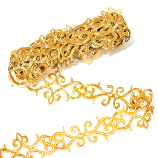 4M Gold Lace Trim for Sewing Appliques Iron On Floral Lace Patches
