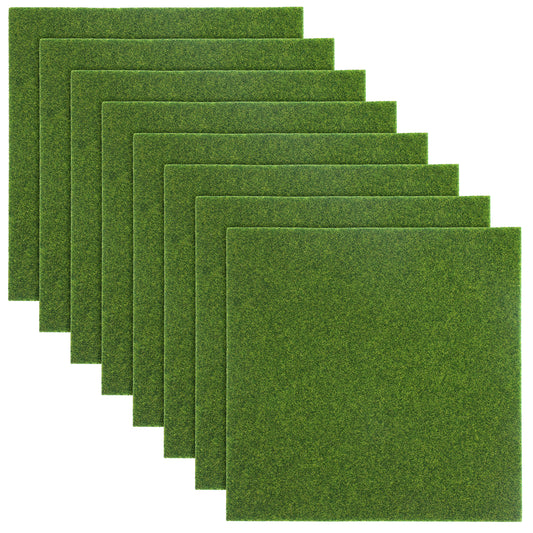 8 Pcs Artificial Grass Mat Fake Grass Sheets 15x15cm Mini Model Grassfor Crafts, Model Scenery, Toy Farm, Diorama Landscape