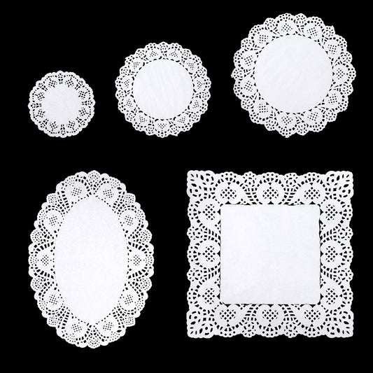 SynHHergyx 150Pcs White Lace Paper Doilies Assorted Size Disposable