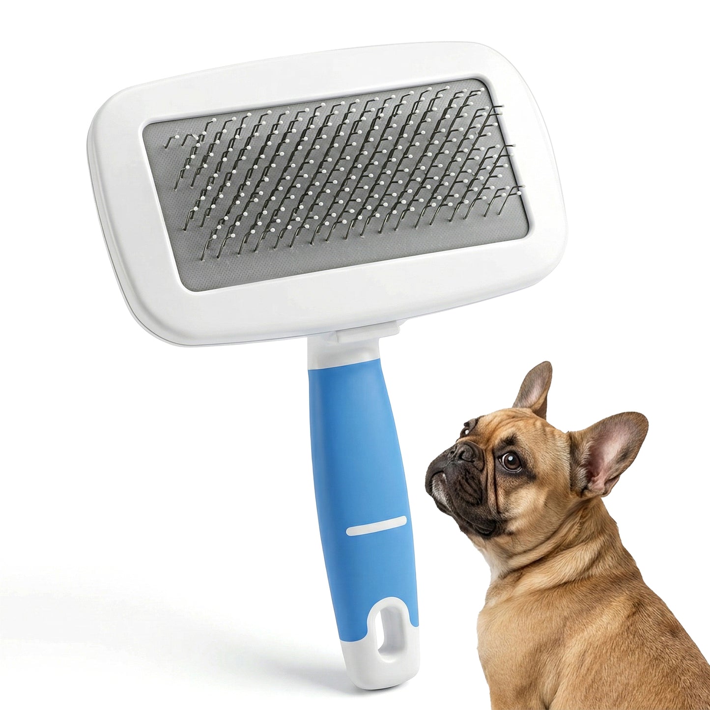 Self Cleaning Slicker Brush For Dogs And Cats, Skin Friendly Pet Grooming Brush For Shedding, Deshedding Tool For Long And Short Haired Pets, Blue