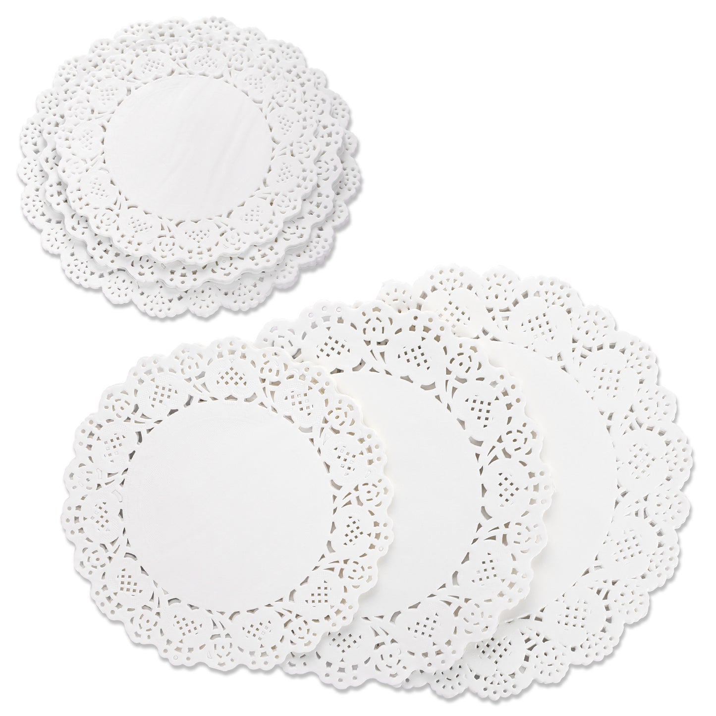 Sliverdew 90 Pieces Paper Doilies, 3 Sizes White Lace Paper Doilies Round Paper Doilies for Buffet Cake Fried Food Party Wedding Tableware Decoration