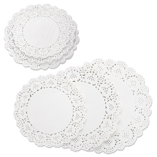 Sliverdew 90 Pieces Paper Doilies, 3 Sizes White Lace Paper Doilies Round Paper Doilies for Buffet Cake Fried Food Party Wedding Tableware Decoration
