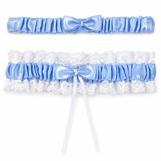 Zyghjort Blue Garters for Bride, 2 Pcs Elastic Lace Bridal Garter