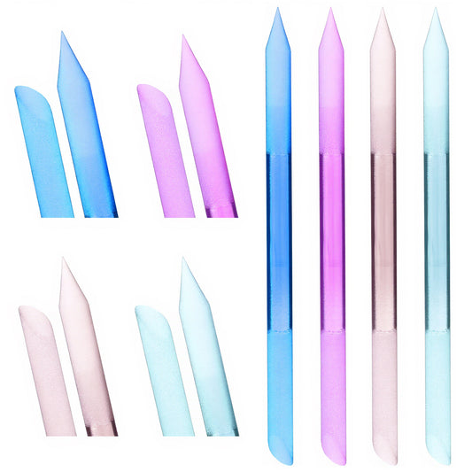 4 Pcs Glass Cuticle Pusher Crystal Dual-Ended Nail File Professional Manicure Stick Nail Cuticle Trimmer Angled Precision Cuticles Filing Pusher for Women Nails Cuticles Care