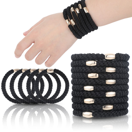 10 Pcs Hair Ties No Damage Black Hair Ties for Women Ponytail Holders Braided Hair Bands Pony Tails Hair Ties Thick Hair Ties for Women Girls's Hair