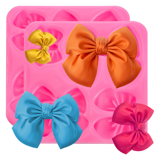 2 Pcs Fondant Bow Molds Bows Silicone Mold Bow Chocolate Mold for Birthday Party Cupcake Topper Wedding Candy Chocolate DIY Cake Decorating