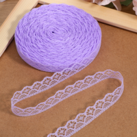 27M Purple Lace Ribbon Roll 1.5 cm Wide Flower Fabric Lace Trim Roll Sewing Crafts Trim Ribbon for Wedding Decoration, Bouquet, and Gift Packaging