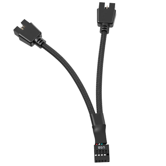 FdcLixuvol Motherboard 9 Pin USB2.0 to Dual 9 Pin Splitter Cable, Shielded USB Header Extension Cordfor Internal Computer Motherboard Black, 16cm