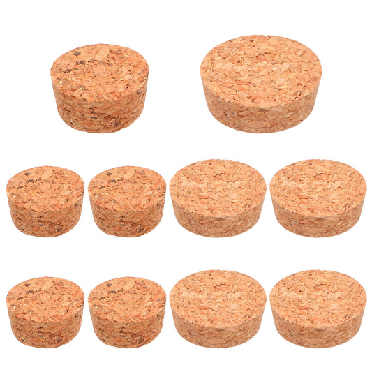 10 Pcs Tapered Cork Plugs, 2 Sizes Wine Bottle Stopper, Large Wooden Stoppers, 1.5 to 1.9 Inch Diameter, Natural Soft Wood Corks for Wine, Beer, Jars, DIY Crafts, Bottles Ornaments