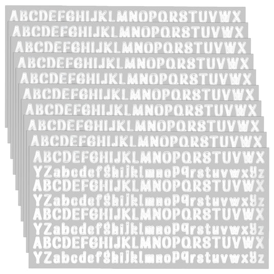 10 Sheets Small Letter Stickers Mini White Alphabet Stickers 1/2" Waterproof Alphabet Stickers Self Adhesive Vinyl Letters Stickers for Mailbox Mug Sign Scrapbook Poster